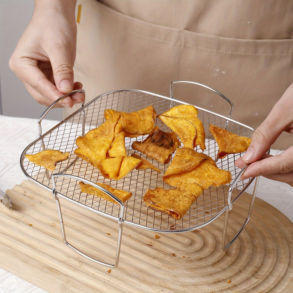 1pc Rejilla De Barbacoa De Acero Inoxidable 304, Rejilla De Drenaje De Aceite, Rejilla De Horno Cuadrada, Rejilla De Filtro De Aceite Vertical Accesorios Para Freidoras De Aire