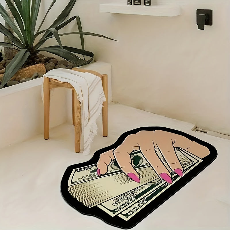 1pc Alfombra Suave Antideslizante con Patrón de Dólares Ideal para Sala de Estar, Dormitorio, Baño, Sala de Juegos, Lavable en Máquina, Felpudo Decorativo con Forma de Dibujos Animados Lindo y Cómodo para Entrada, Tapete de Alta Calidad para Decoración d