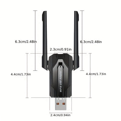 AX900 WiFi6 Dual-Banda 2.4G/5G Adaptador USB3.0 WiFi con Antenas de 5Dbi - Compatible con 802.11ax, Velocidad de 900Mbps, Plug & Play, Sin Controlador, Conexión Inalámbrica de Escritorio y Portátil Confiable, Adaptador Inalámbrico para Portátil | Diseño