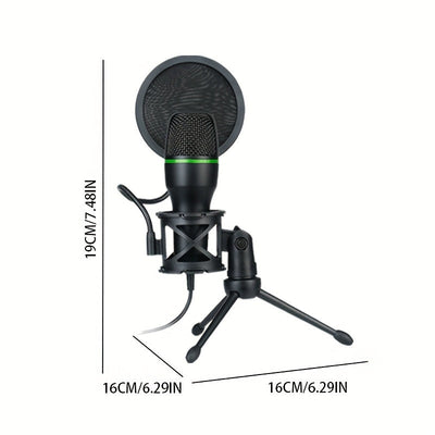 1pc Micrófono de Estudio con Soporte Ajustable, Conector Jack 3.5mm y Alimentación USB, Cancelación de Ruido para Gaming, Transmisiones en Vivo, Grabaciones por Computadora, Canto - , Microphone para PC