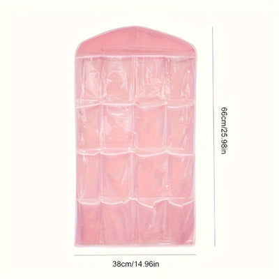Organizador Colgante de 16 Bolsillos para Ropa, Calcetines y Ropa Interior - Bolsa de Almacenamiento de Poliéster Duradero con Bolsillos de Malla Transparente - Solución Montada en Pared o Puerta para Ahorrar Espacio en Dormitorio, Armario y Organización