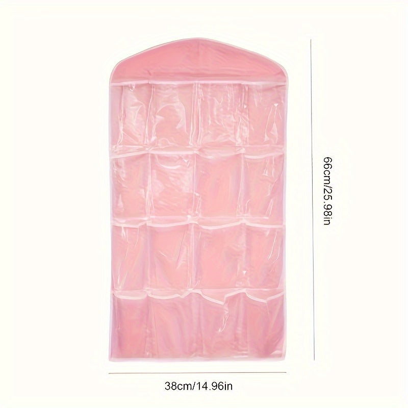 Organizador Colgante de 16 Bolsillos para Ropa, Calcetines y Ropa Interior - Bolsa de Almacenamiento de Poliéster Duradero con Bolsillos de Malla Transparente - Solución Montada en Pared o Puerta para Ahorrar Espacio en Dormitorio, Armario y Organización