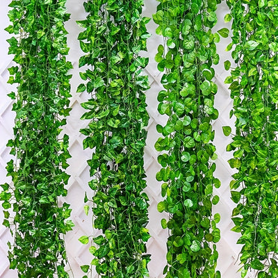 12 piezas de 210 cm/82,68 pulgadas, elegante enramada de hiedra verde colgante para pared - Ramas verdes artificiales para el hogar, jardín y decoración de bodas - Arte de pared versátil para interiores/exterior, decoración de pared de jardín | Enramada
