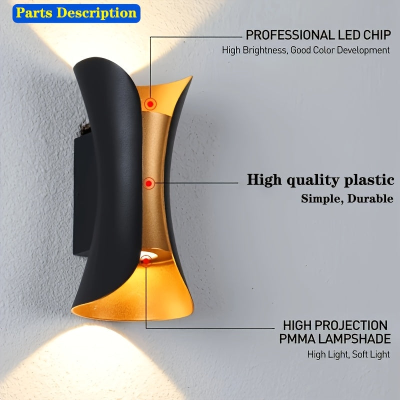 1 pieza de luz de pared, luz de pared LED exterior con ranuras ascendentes y descendentes, luz de pared creativa y minimalista para sala de estar, dormitorio, pasillo, cama, jardín, paredes, patio, cabecera, sala de estar.