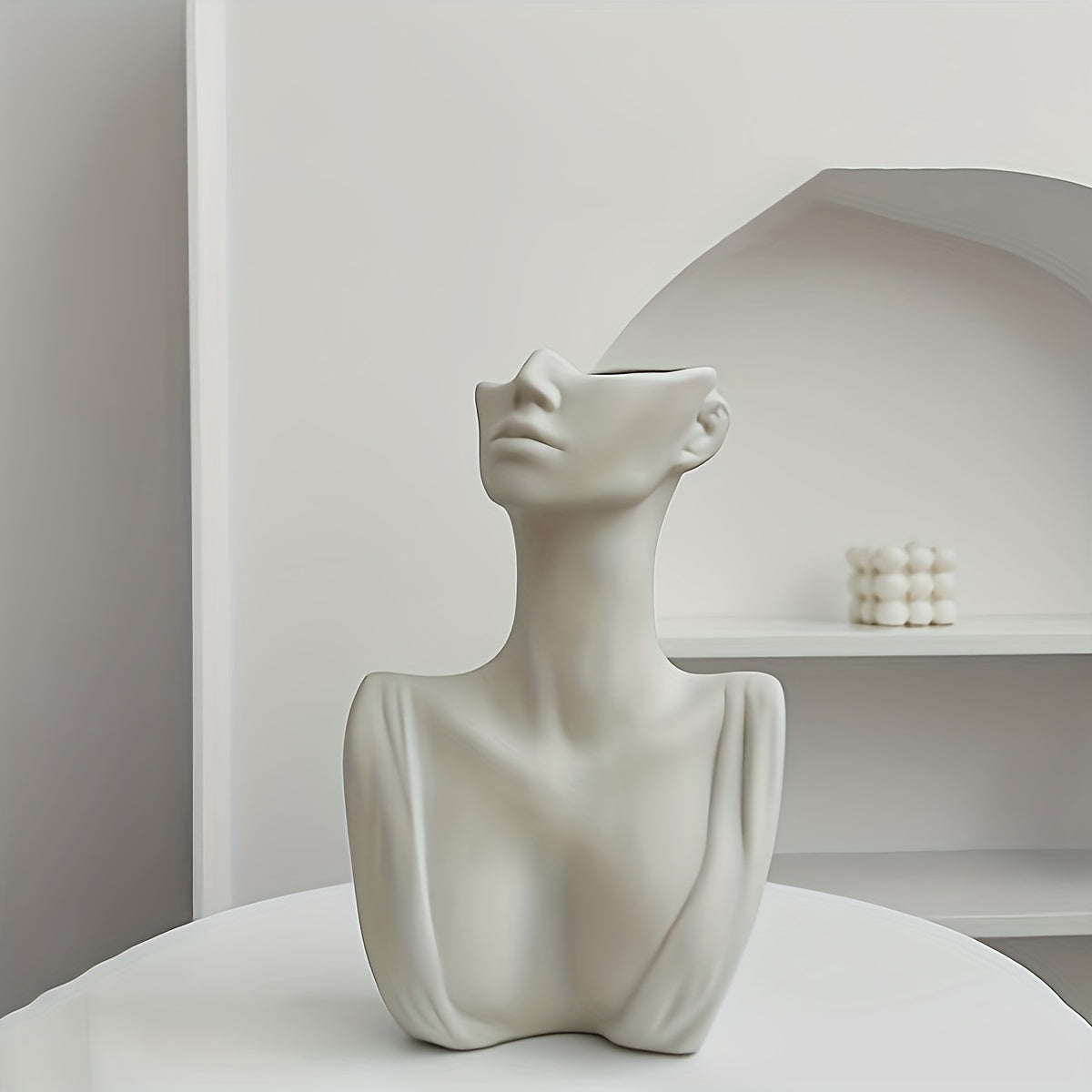 1pc Jarrón Blanco Creativo De Estilo Nórdico Jarrón De Cara Moderno Decorativo Simple Para Oficina Y Hogar