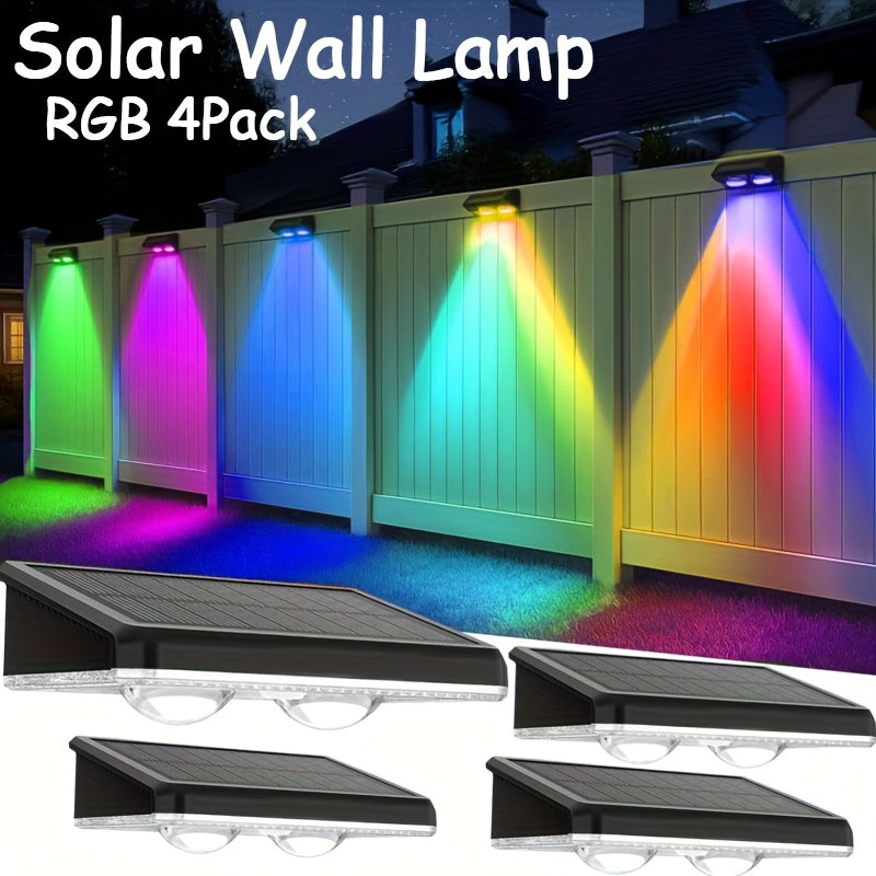 Luces solares para exteriores, 8/4 LEDs, 9 patrones de iluminación, luces para vallas, 4/2 piezas, luces para jardines, caminos, porches, escaleras, patio, barbacoa, luces decorativas para paisajes exteriores (8 luces constantes de un solo color + 1 luz