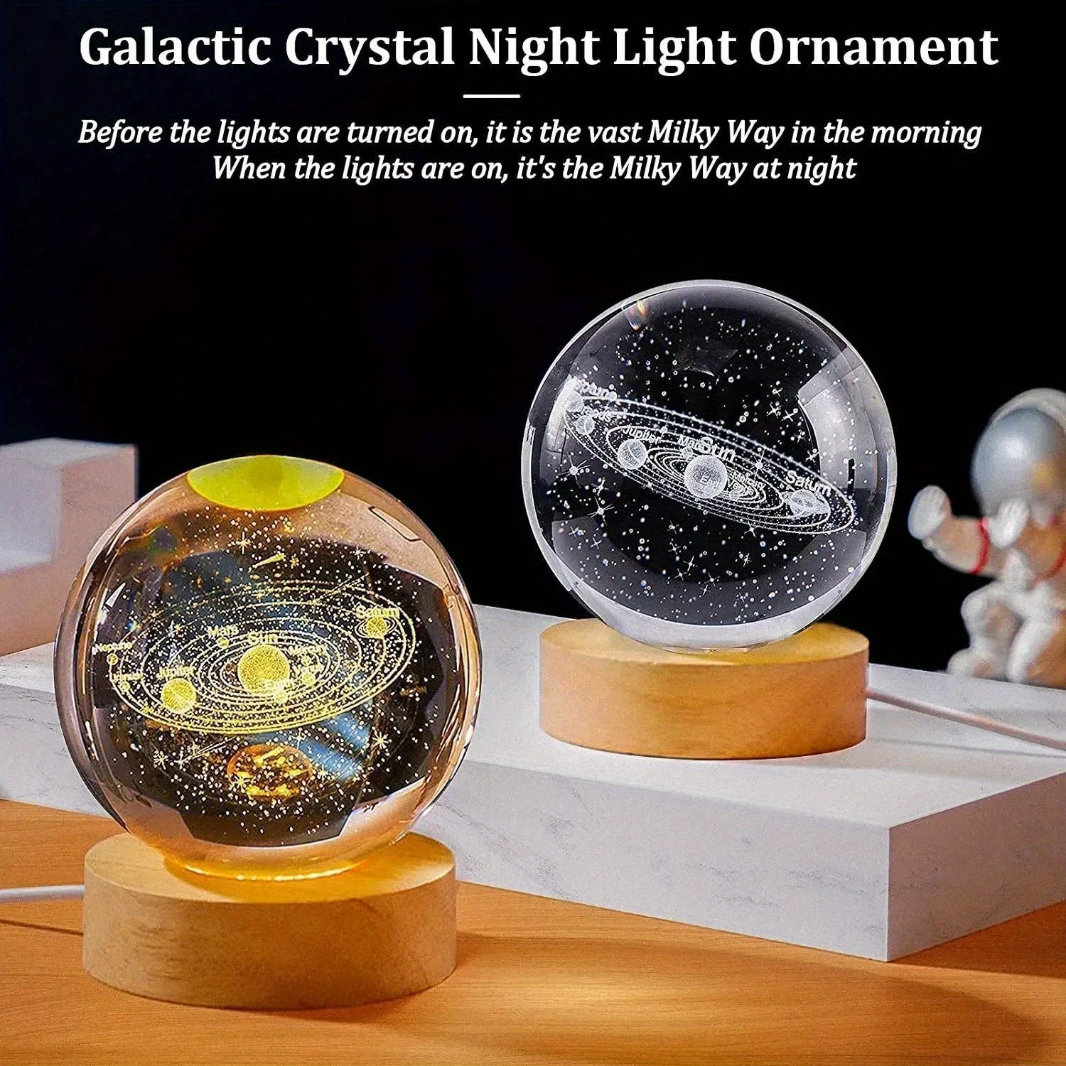 Lámpara de noche con diseño de luna y galaxia 3D, alimentada por USB, ideal para decorar el hogar y el despacho, perfecta para crear un ambiente acogedor en la habitación, regalo festivo, lámpara de ambiente para dormitorio. Diseño futurista, construcció