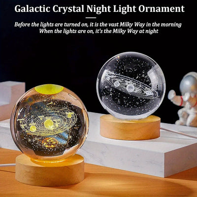 Lámpara de noche con diseño de luna y galaxia 3D, alimentada por USB, ideal para decorar el hogar y el despacho, perfecta para crear un ambiente acogedor en la habitación, regalo festivo, lámpara de ambiente para dormitorio. Diseño futurista, construcció