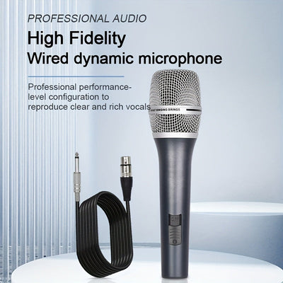 Micrófono dinámico de alta fidelidad profesional con cable XLR incluido, diseño de agarre metálico con interruptor de encendido/apagado, ideal para karaoke, canto, discursos públicos, juegos, micrófono de karaoke. Micrófono profesional. Micrófono de meta