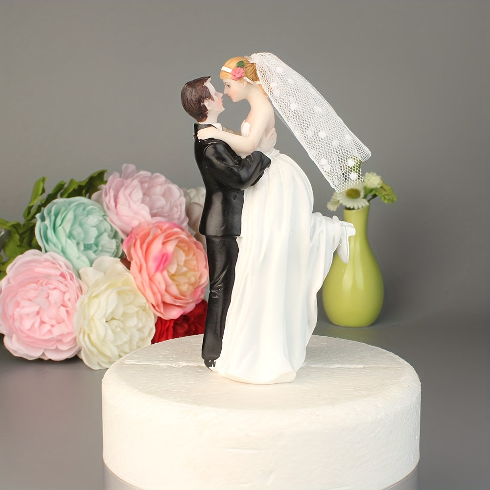Decoración de pastel de boda elegante - Figura de resina de novia y novio, diseño estereoscópico 3D, perfecto para decoraciones de fiesta de boda, exhibición romántica de mesa, decoración de boda de pareja