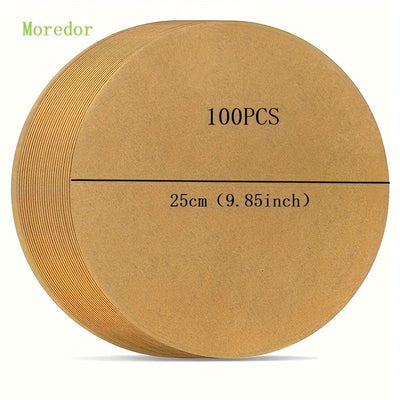 Papel de hornear redondo de 10 pulgadas (25,4 cm) de MOREDOR, antiadherente, ideal para hornear, asar, vaporizar y usar en microondas, duradero, fácil de limpiar, perfecto para moldes de pastel redondos y accesorios de freidora de aire, papel de asado, e