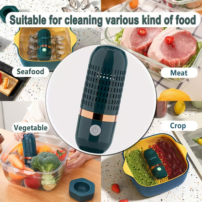 Purificador de frutas y verduras ultrasonico - Limpieza de alimentos y productos con recarga USB, batería, operación segura de 36V, diseño fácil de usar para la eliminación de bacterias, pesticidas y residuos, herramienta de limpieza de encimeras de coci
