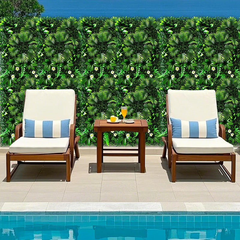 1 pieza de pared de planta verde realista - Pantalla de privacidad bloqueadora de UV, hojas frondosas, no requiere mantenimiento, decoración interior/exterior - Adecuada para patio, boda, sala de estar, oficina - Instalación fácil, no se necesita cablead