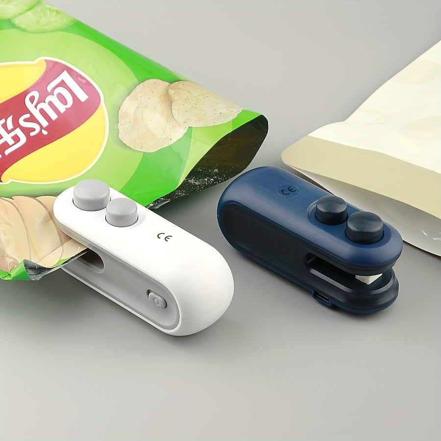 1 pieza de sellador de bolsas de empaque de snacks con batería recargable USB incorporada y magnética, sellador mini portátil para picnic y viajes, máquina de sellado de plástico de presión manual, herramienta mágica de cierre de bolsas, bolsa de papas f