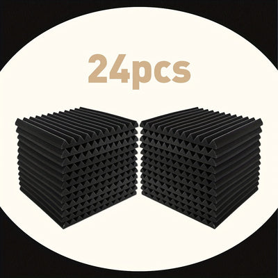 24 paneles de aislamiento acústico de alta densidad, paneles de espuma acústica ignífuga 30.48x30.48 cm, ideales para estudios de grabación, salas de cine en casa y decoración de paredes