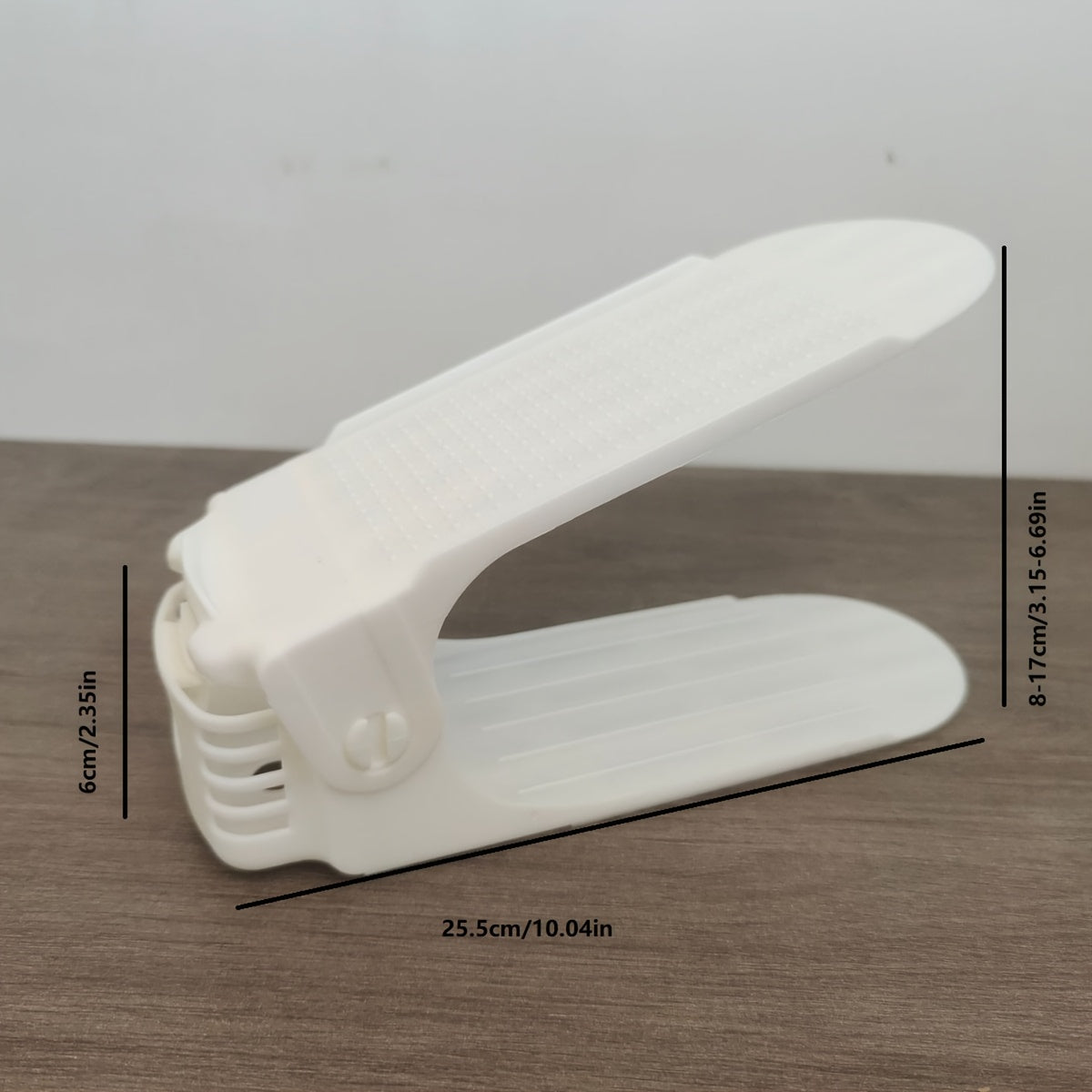 12 piezas de organizadores de zapatos de plástico ajustables, práctico organizador multiusos para entrada, sala, dormitorio, baño, hogar y residencia estudiantil - Blanco