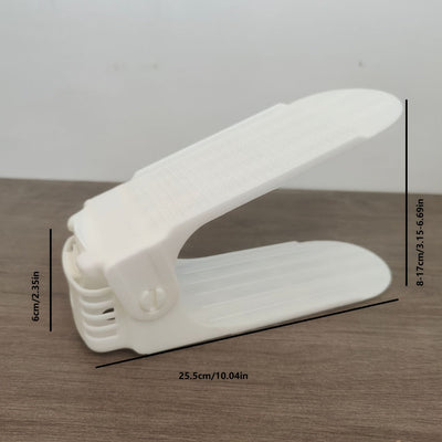 12 piezas de organizadores de zapatos de plástico ajustables, práctico organizador multiusos para entrada, sala, dormitorio, baño, hogar y residencia estudiantil - Blanco