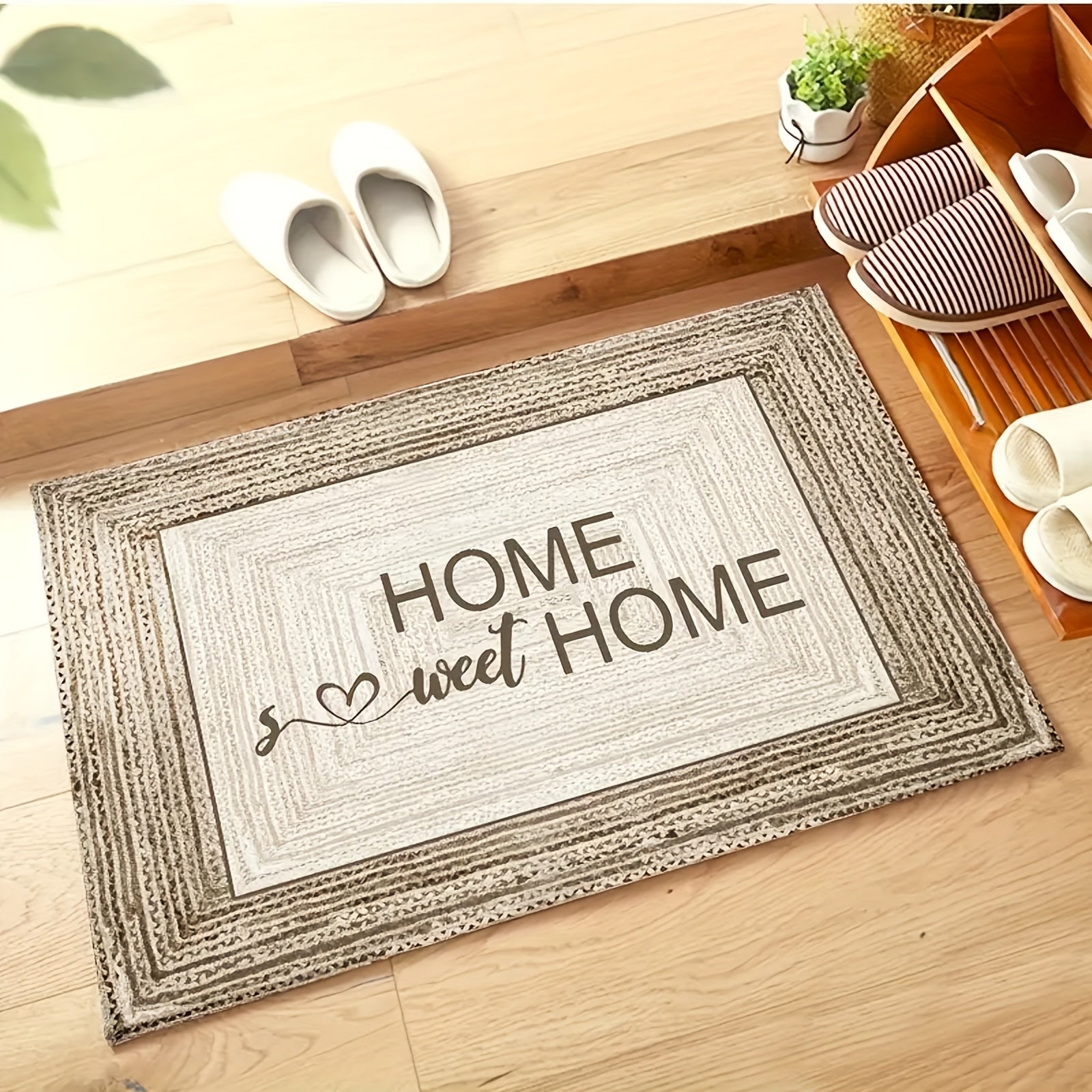 1 alfombra de bienvenida "Hogar dulce hogar", antideslizante para entrada, dormitorio, cocina, lavandería o baño, decoración navideña para el hogar