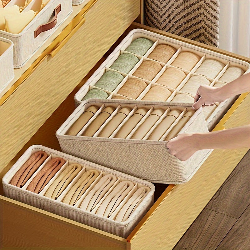 1 caja de almacenamiento plegable de tela con tapa - Organizador de cajones para ropa interior, calcetines y accesorios - Diseño de múltiples compartimentos para armario, dormitorio o escritorio, organizador de ropa, almacenamiento