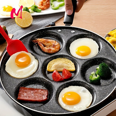 Plancha Antiadherente de 7 Agujeros Fácil de Limpiar - Ideal para Mini Panqueques y Huevos, Perfecta para Cocina en Casa y Aventuras al Aire Libre