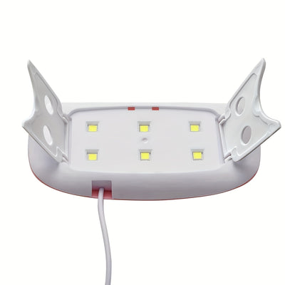 Mini Lámpara Portátil para Uñas con 6 LED - Rosa y Blanco, Alimentación USB, Diseño Plegable, Ideal para Pulido de Gel y Secado - Perfecta para Cuidado de Manos y Pies