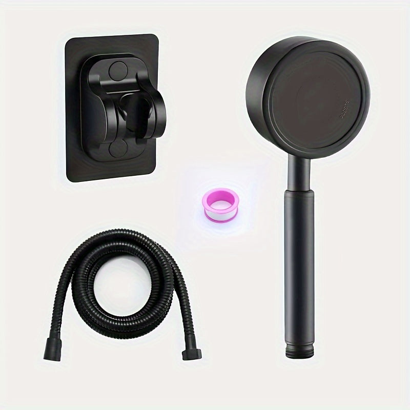 Set de ducha de acero inoxidable, boquilla de ducha de alta presión de mano a prueba de óxido 304 con montaje de inserción, forma redonda, filtro lavable incorporado, conector universal G1/2 - Accesorios de ducha para baño