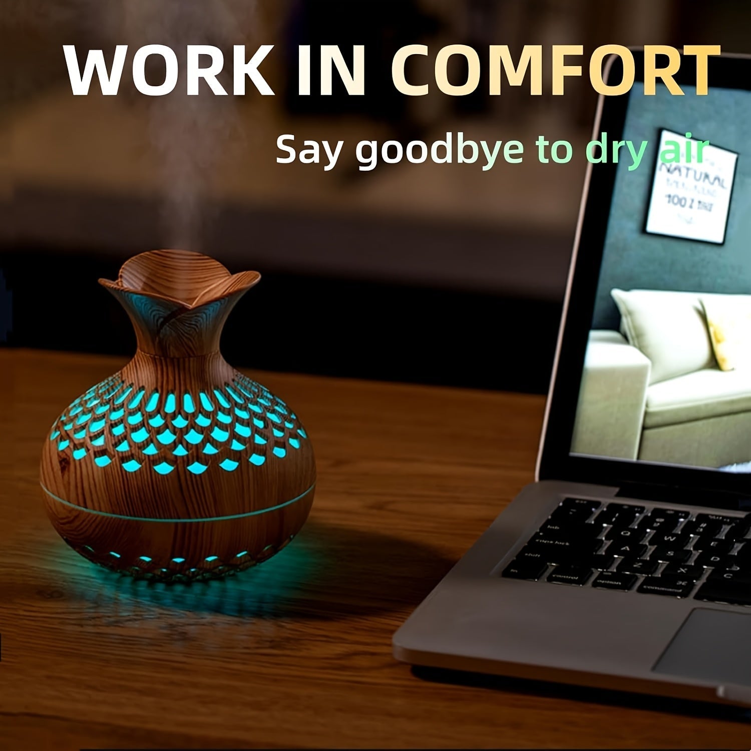 Humedificador de aromaterapia con luz LED de color, alimentado por USB, con capacidad de 10,14 onzas, difusor de aceite esencial, operación silenciosa, baja tensión, salida de neblina de 4 horas para dormitorio y oficina, dormitorio esencial | Aromaterap