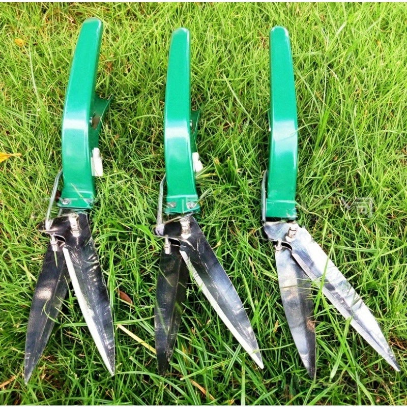Tijeras de césped ergonómicas de acero al carbono - Tijeras de jardín de alta precisión con cuchillas dentadas, duraderas y fáciles de limpiar, no se necesitan energía eléctrica para el jardinería doméstico, cortar el césped, recortar flores, tijeras de