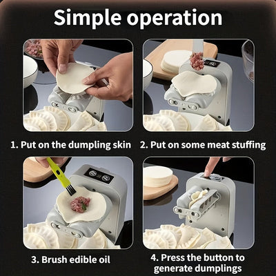 1 pieza, máquina de dumplings eléctrica, máquina de dumplings automática recargable mejorada 2023, carga USB, batería de litio, accesorio capacitivo, crea 1500 dumplings cuando está completamente cargada, electrodoméstico compacto de cocina, máquina de h