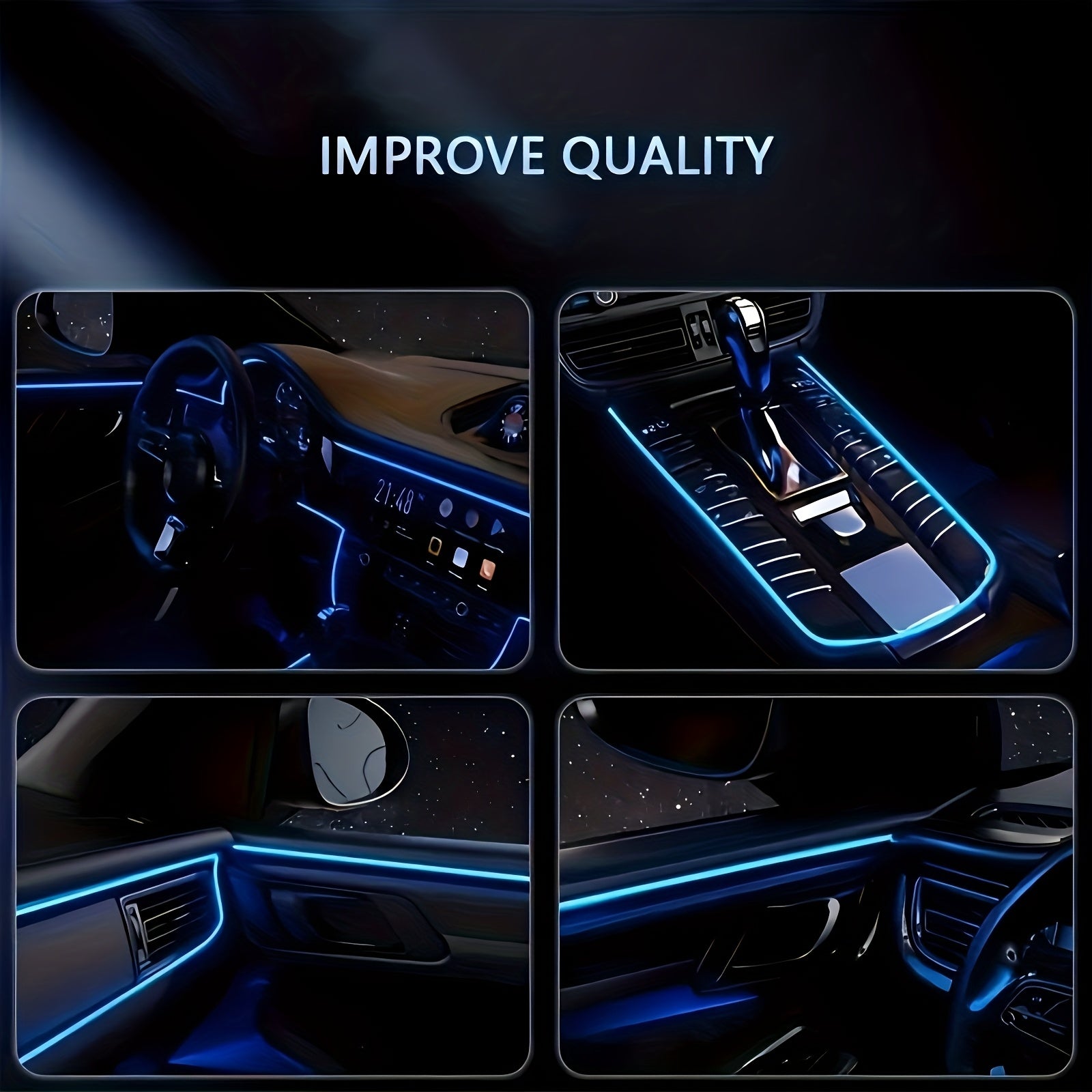 Luces LED para tablero de coche con alimentación USB y control remoto, iluminación ambiental interior de fibra óptica, sincronización de música, voltaje de funcionamiento de 5 V, no requiere batería.