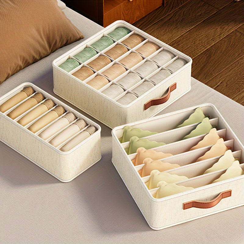 Organizador de Cajón Plegable Beige de 1 Pieza con Asas Doradas Rosa - Contenedor de Almacenamiento de Tela Apilable para Calcetines, Ropa Interior, Sujetadores, Corbatas y Accesorios - Solución de Organización de Armario Contemporánea, Organizadores de