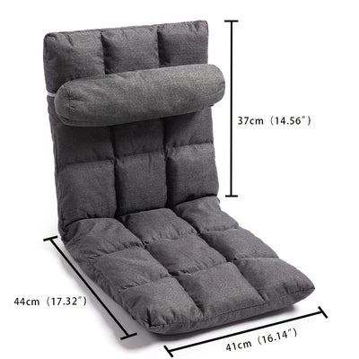 Silla de Oficina Moderna para el Hogar con Ángulo Ajustable, Respaldo Envuelto en Esponja Suave, Ideal para el Hogar, Dormitorio, Dormitorio, Balcón - Tela Gris/Metal, Cojín para Silla de Oficina, Uso de Computadora