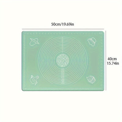 Estera de amasado de silicona extra gruesa - 1 pieza, almohadilla antiadherente para amasar con medidas, superficie antibacteriana antideslizante para hornear pizza, masa de pastel, equipo de servicio de alimentos sin carga - 50.04cm x 39.88cm