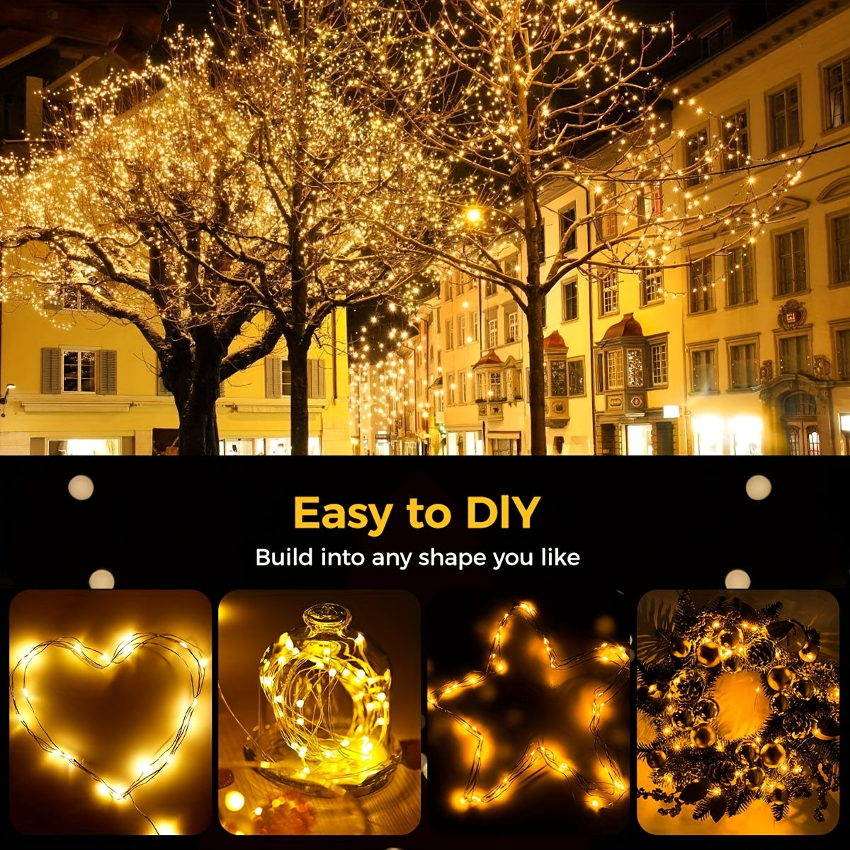 Luces solares de hilo plateado - Decoración exterior para patio, jardín, carpa, bar, restaurante, árbol, RV, 8 modos de iluminación, ideal para Halloween, Navidad, bodas y fiestas, luces colgantes solares de 7/12/22/32 metros