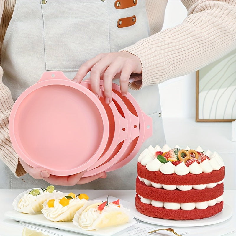 4 piezas de moldes de silicona para pasteles para horno y freidora de aire - Moldes para hornear redondos versátiles para pasteles en capas, pan, tostadas - Antiadherentes, multitamaño (10,16 cm, 15,24 cm, 20,32 cm) - Gadgets y accesorios de cocina durad