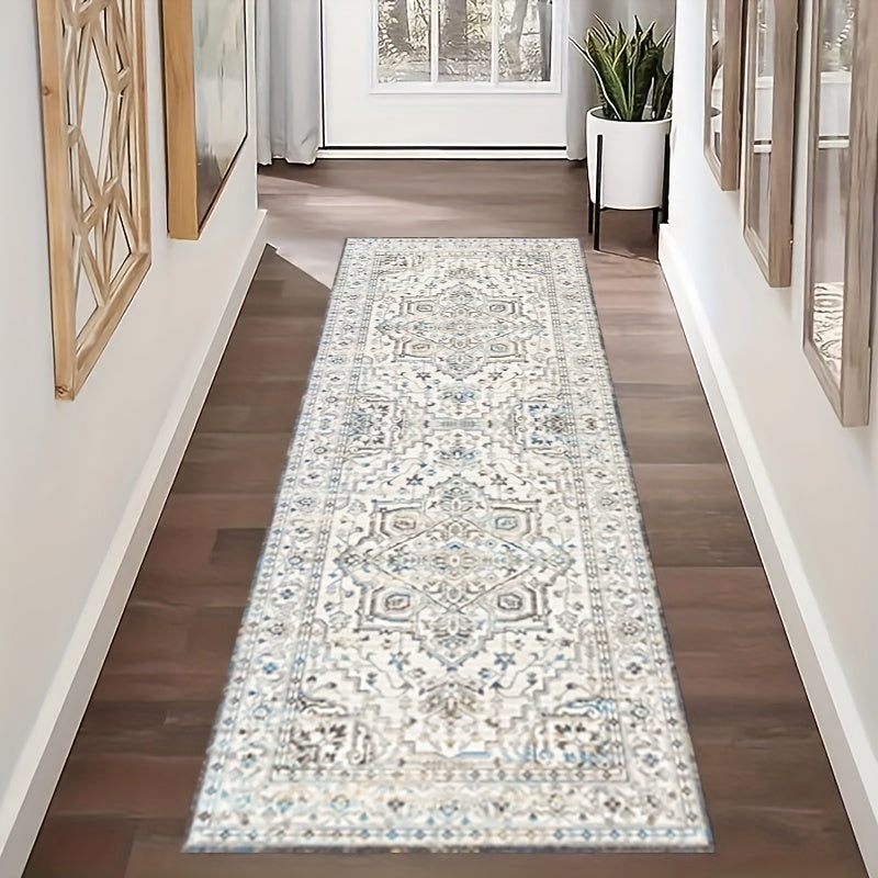 1 pieza de alfombra corredora bohemio vintage, 2x6/8/10 pies, poliéster ligero, lavable en máquina, alfombra de escalera de terciopelo de cristal, ideal para pasillo, sala de estar, dormitorio, solario, suelos de madera dura, decoración del hogar, decora