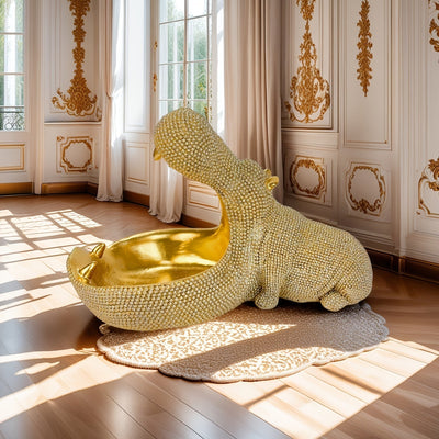 Escultura de Hipopótamo de Resina Versátil - Maceta Decorativa, Organizador de Llaves y Objetos Pequeños, Plato de Frutas para el Hogar y la Oficina