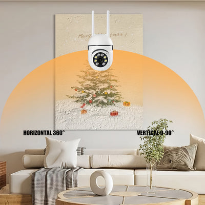 Cámara de vigilancia WIFI 1080P con rotación de 355 grados, visión nocturna remota, uso en interiores/exteriores - Control de aplicación móvil, inalámbrica, tarjeta TF/almacenamiento en la nube (tarifa adicional), cámara de seguridad inteligente para el