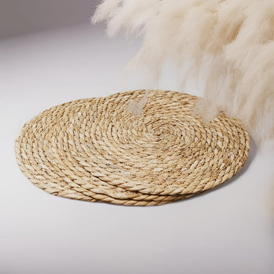 4 piezas de cojines de mesa de alta calidad, tejidos naturalmente, estilo rústico de granja, cojines aislados, cojines boho, cojines de rafia tejidos para sala de comedor y decoración del hogar, estilo boho rústico, perfectos para bodas y eventos.