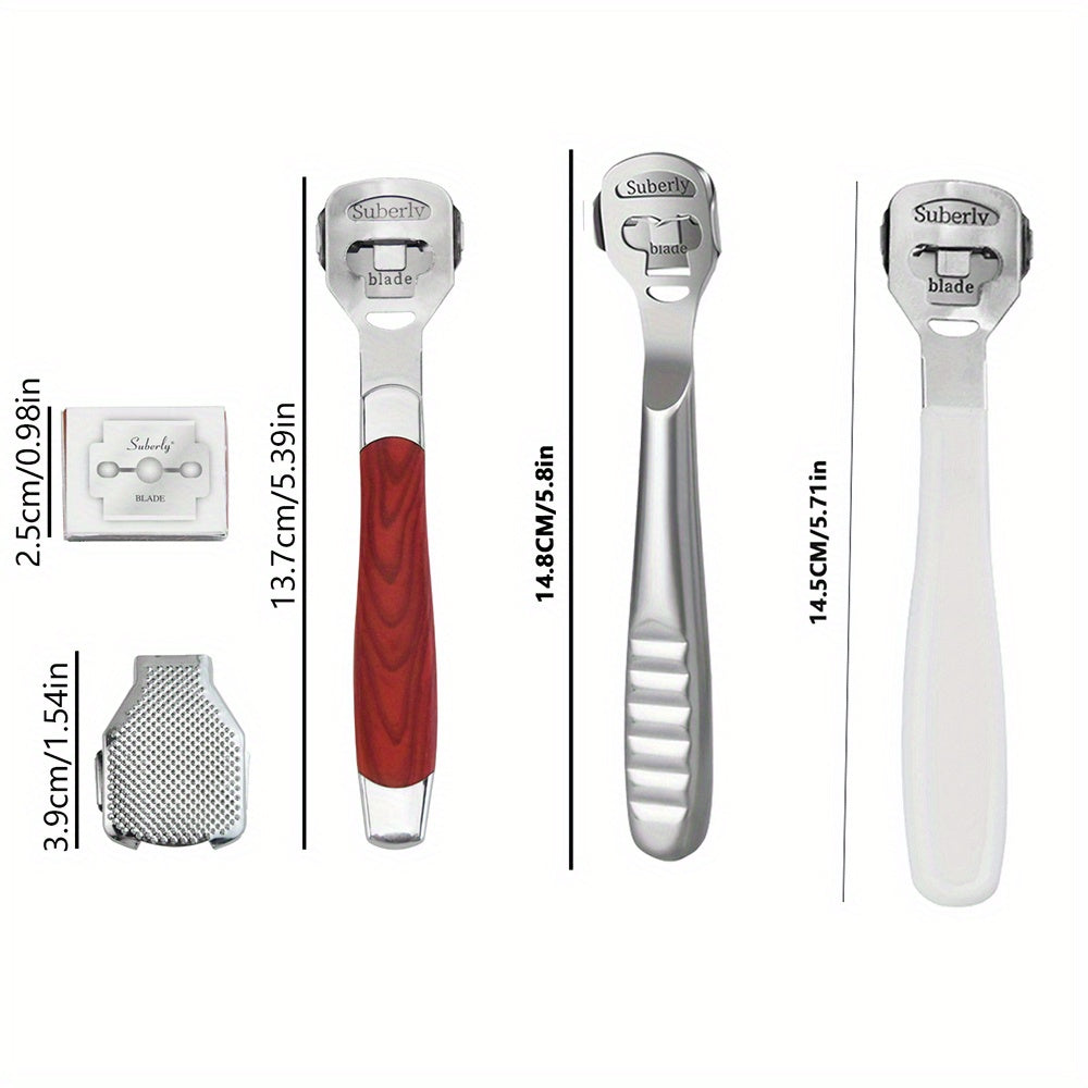 Raspador de pies de acero inoxidable para limpieza, removedor de cutículas beige claro, herramienta de limpieza beige claro, removedor de estrato córneo adecuado para uñas en crecimiento, fácil de transportar y limpiar