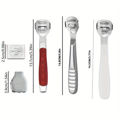 Raspador de pies de acero inoxidable para limpieza, removedor de cutículas beige claro, herramienta de limpieza beige claro, removedor de estrato córneo adecuado para uñas en crecimiento, fácil de transportar y limpiar