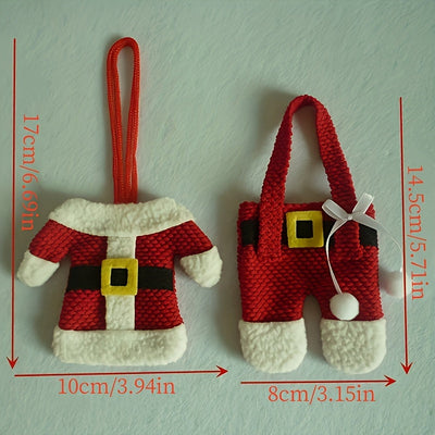 1 Juego De 6 Piezas, Vajilla Porta Cubiertos Navideños De Traje De Papá Noel, Decoraciones De Bolsas De Cubiertos, Decoración Navideña, Decoración De Mesa, Decoración Del Hogar, Decoración De Cocina