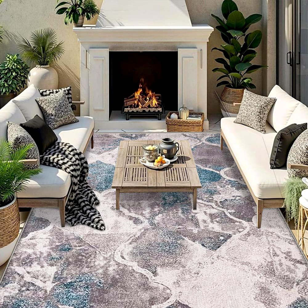 Alfombra de Terciopelo/853g/m² Poliéster Floral para Camping al Aire Libre, Bajos Pileas con Opciones de Múltiples Tamaños - Base Antideslizante en Crema Francesa Premium, Lavable a Máquina, Ideal para Decoración de Camping y Comedor