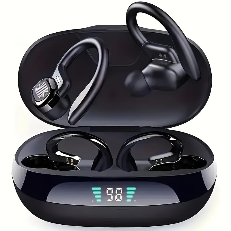 Auriculares inalámbricos con micrófono HD incorporado, estuche de carga con pantalla LED, emparejamiento automático y batería de larga duración, ideales para deportes, ciclismo, conducción y uso diario, carga tipo C, con aplicación para iOS y Android, pe