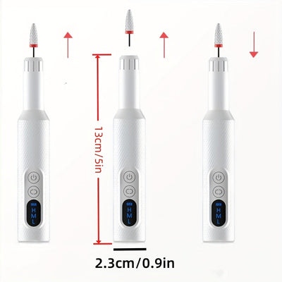 Kit de Amoladora Eléctrica Portátil para Uñas con 6 Cabezales - Herramienta Profesional para Manicura, Eliminación de Gel y Limado en Color Beige Claro