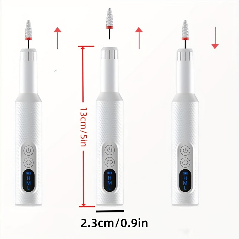 Kit de Amoladora Eléctrica Portátil para Uñas con 6 Cabezales - Herramienta Profesional para Manicura, Eliminación de Gel y Limado en Color Beige Claro