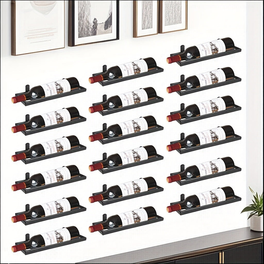 Soporte de Vino Montado en Pared - Diseño Minimalista Moderno para 6 Botellas, Hierro Elegante y Ahorrador de Espacio para Cocina, Comedor o Bar - Organizador de Botellas con Almacenamiento Seguro, Construcción Robusta y Funcional