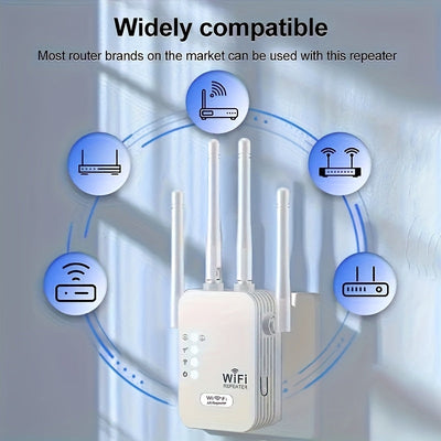 Extensor WIFI6, Amplificador de Señal WIFI, Soporte para Puerto Ethernet, 4 Antenas de Alto Rendimiento, Cobertura de 360° hasta 9000 pies cuadrados, con Puerto Ethernet, Velocidad Inalámbrica de Hasta 300Mbps y Conexión Estable por Cable. Función de Rel