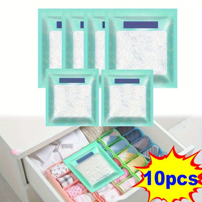 10 almohadillas reutilizables absorbentes de humedad - Deshumidificador rápido sin electricidad, para clósets, armarios, zapateras y dormitorios - Compacto, portátil y de alta calidad, solución contra la humedad en interiores
