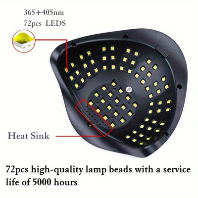 Secador de uñas de 72 LED con pantalla táctil, 4 niveles de brillo ajustables - Sensor automático, sin alcohol, funcionamiento con enchufe 110-240V - Ideal para uso en salones de manicura y pedicura, herramientas para arte de uñas